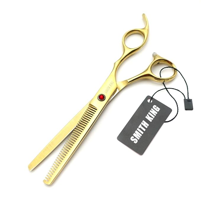 7.0 Inches Professional hair cutting thinning scissors set with razor (Gold)
