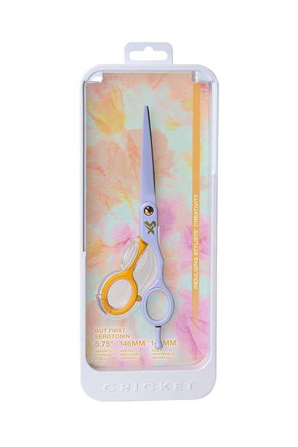Cricket Shear Xpressions It's All Good 5.75" Professional Hair Cutting Scissors - Barber Scissors, Japanese Stainless Steel for Stylists and Home Use, But First, Serotonin, Lavender