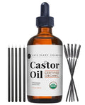 Kate Blanc Cosmetics Castor Oil Organic (4oz), 100% Pure, Cold Pressed, Hexane Free. Natural Oil for Hair, Eyelashes, Eyebrows. Skin Moisturizer with Starter Kit