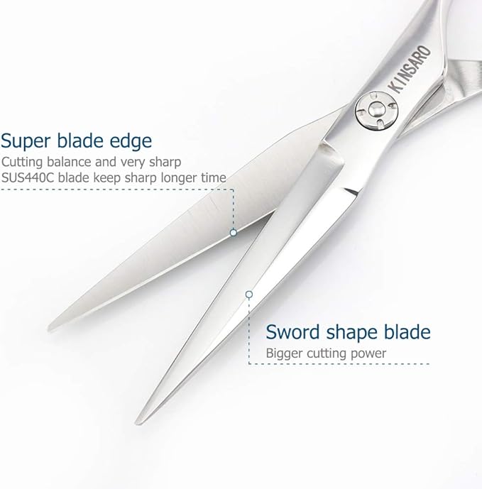6" Hair Cutting Scissors to Cut Hair Cutting Shears Professional Haircut Hairdresser Scissors 440C KINSARO for Hairdresser Barber or Home Use