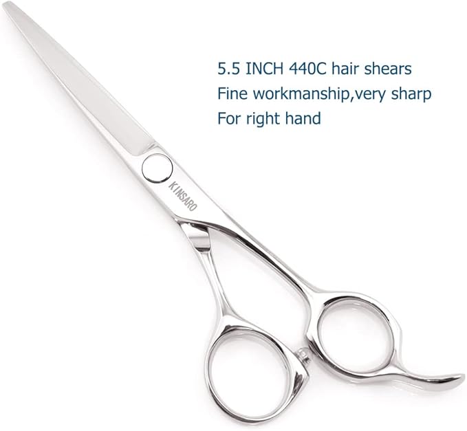 Hair Cutting Scissors Hair Cut Professional 5.5 Inch Hair Cutting Shears Haircut Scissors Barber Shears 440c Hairdresser Barber Shears KINSARO for Hairdresser Barbershop or Home Use