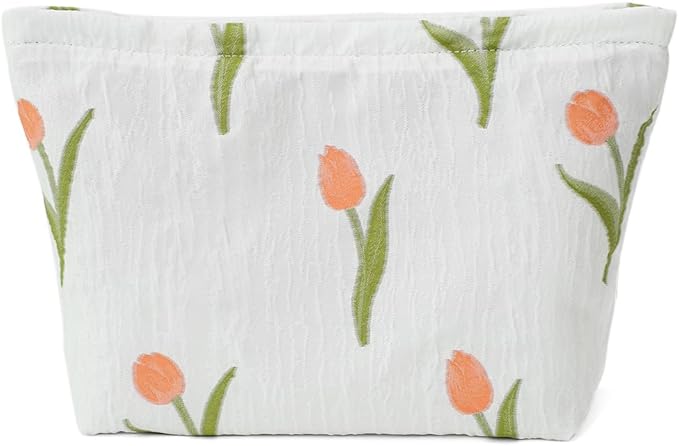 Floral Jacquard Makeup Bag - Large Capacity Cosmetic Pouch & Travel Toiletry Organizer with Zipper, Perfect for Daily Use, Gifts, and On-the-Go Essentials, Purses for Women Clearance