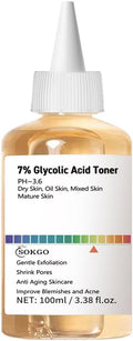 7% Glycolic Acid Exfoliating Toner, Exfoliating Facial Toner, Pore Minimizing Toner, Smooth Skin, Even Tone, Hydrating Formula