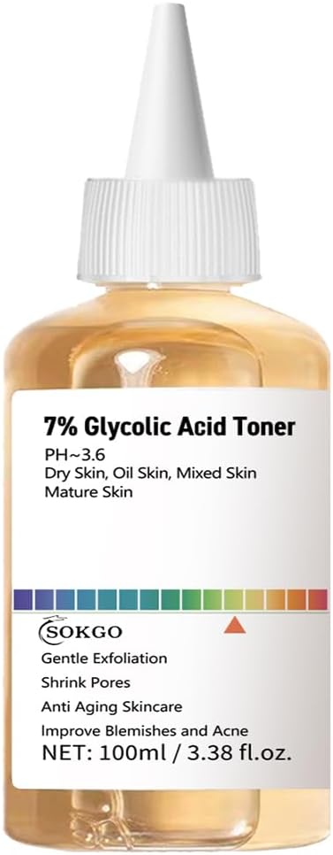7% Glycolic Acid Exfoliating Toner, Exfoliating Facial Toner, Pore Minimizing Toner, Smooth Skin, Even Tone, Hydrating Formula