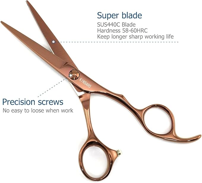 5.5 Inch Barber Scissor to Cut Hair Cutting Scissors Professional Hair Cutting Shears 440C Hair Scissors KINSARO for Hairdresser Barber or Home Use