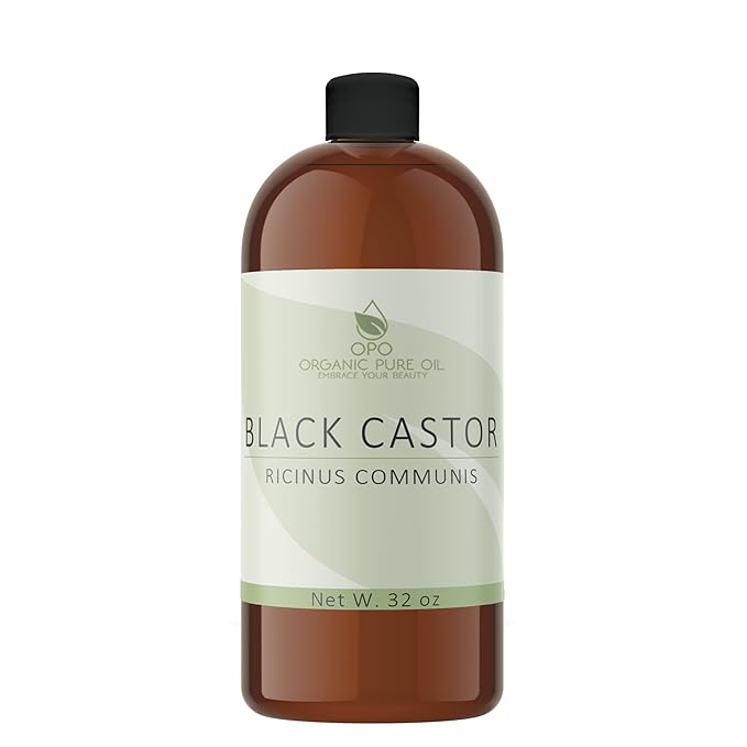 Unrefined Black Castor Oil - 32 oz - Brazilian smokey, Cold Pressed,Smoky scent, Non-GMO, Free of any Chemicals, Fillers Virgin Carrier Oil for Skin, Hair, Nails, Body, & More. Packaging may vary