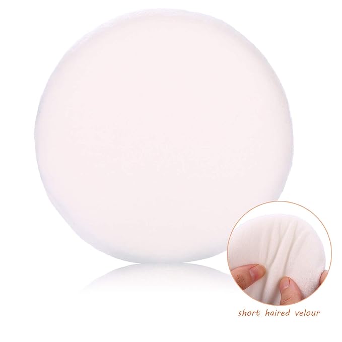 WSYUB Powder Puff, Powder Puff for Body Powder, Ultra Soft Large Velour Body Powder Puffs, 4.13 inch,4pcs，White, Round