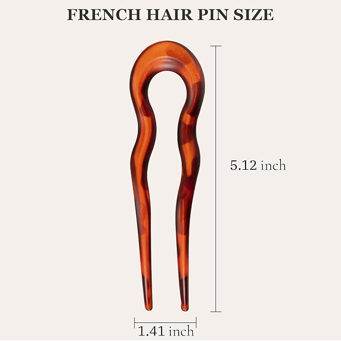 Sunolga 8PCS French Hair Pins for Thick Hair, Fashion French Pins Hair Styling, French Hairpin for Women Fine Hair Accessories, French Twist Pin Wavy U Shaped Holiday Gifts