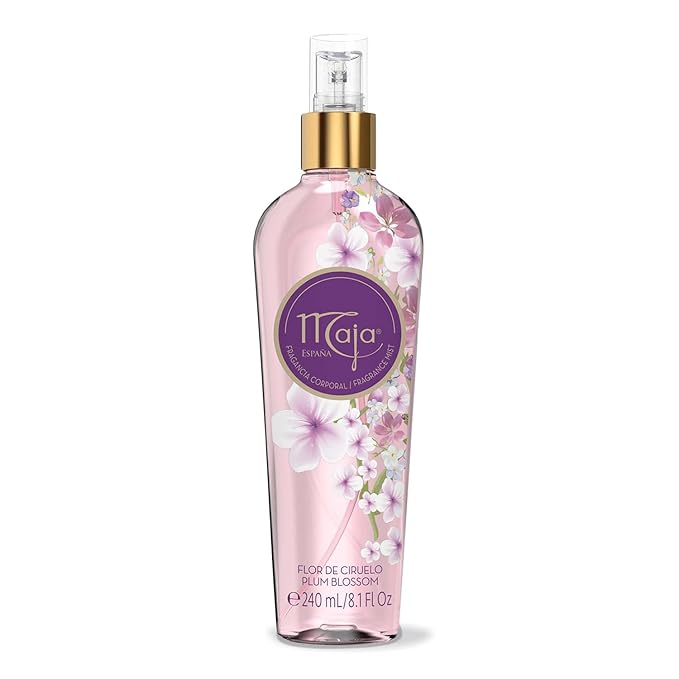 Maja Plum Blossom Perfumed Body Mist with Floral and Fruity notes to refresh yourself any time, Transparent Purple, 8.1 Fl Oz, Spray Bottle