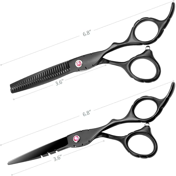 Professional Black Hair Cutting Scissors Sets Stainless Steel Barber Hairdressing Scissors Salon Multifunctional Thinning Scissors Straight Shears Tools for Mother Father Friends' Christmas Gift