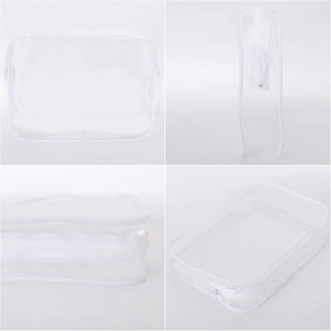 Tbestmax 10 Pack Clear Cosmetic Bags Makeup Bags Portable Waterproof TSA Approved Travel Toiletry Bags Large Organizer White, 9.8" x 7.1" x 2.4"