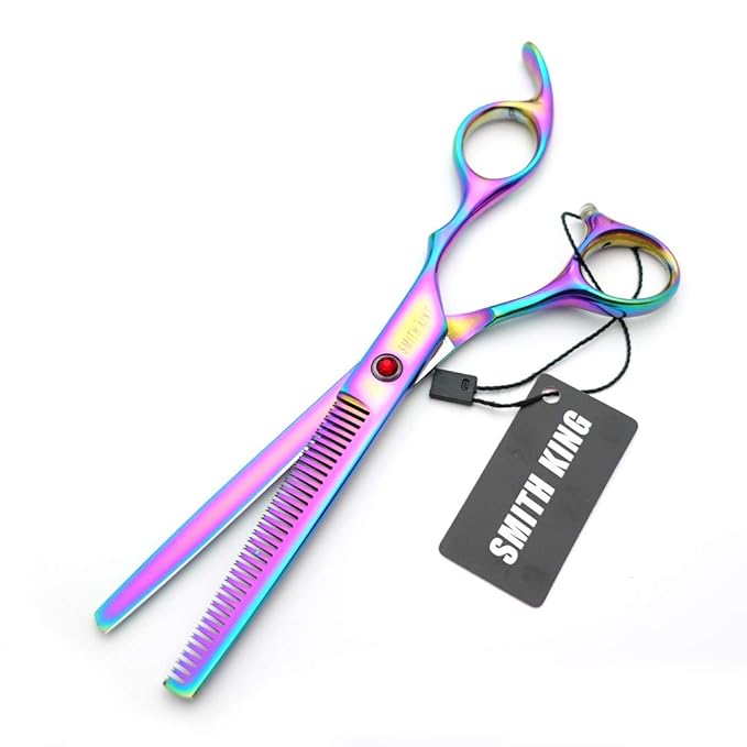 7.0 Inches Professional hair cutting thinning scissors set with razor (Rainbow)