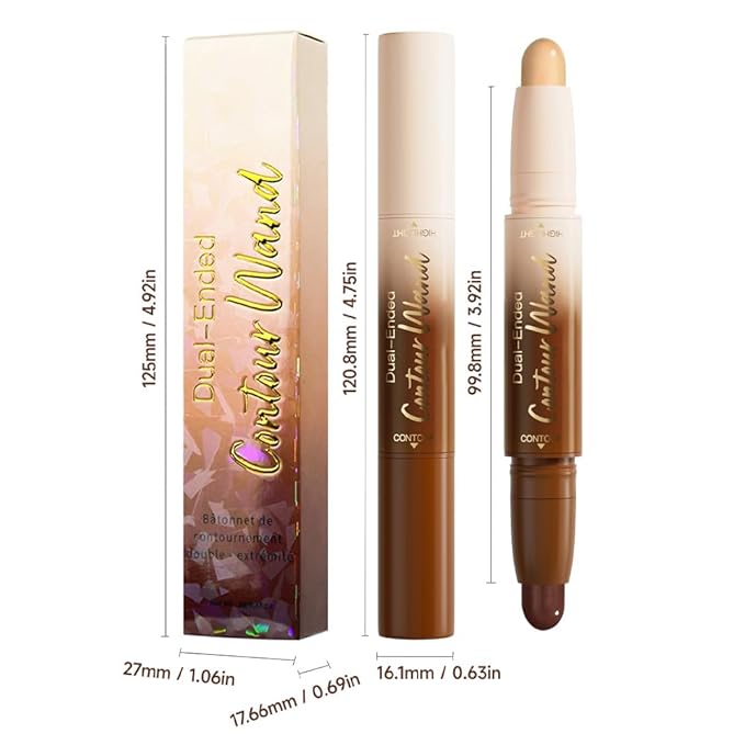 evpct Nude Brown & Nude Cream Contour Stick Face Body Makeup Dual Ended, no Transfer Waterproof 2 in 1 Cream Concealer Stick Contouring Makeup, Nose Contour Bronzer Sticks Face Highlighter Make up