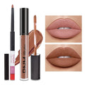 2pcs Rose-Beige Lip Liner and Lipstick Makeup Set, Nude Matt Liquid Brown Lipstick 24H Waterproof Long Lasting Matt Lip Kit (#25)