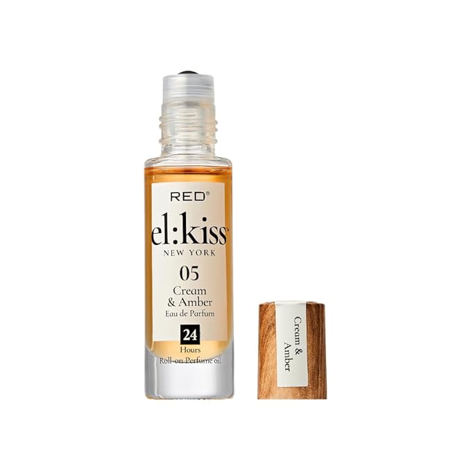EL:KISS Roll On Perfume, Cream & Amber Inspired by Tresor La Nuit, Eau de Parfum 12mL (.40 Fl Oz), Hydrating & Long-Lasting, Alcohol-Free & Mineral Oil-Free, With Jojoba, Argan & Coconut Oil