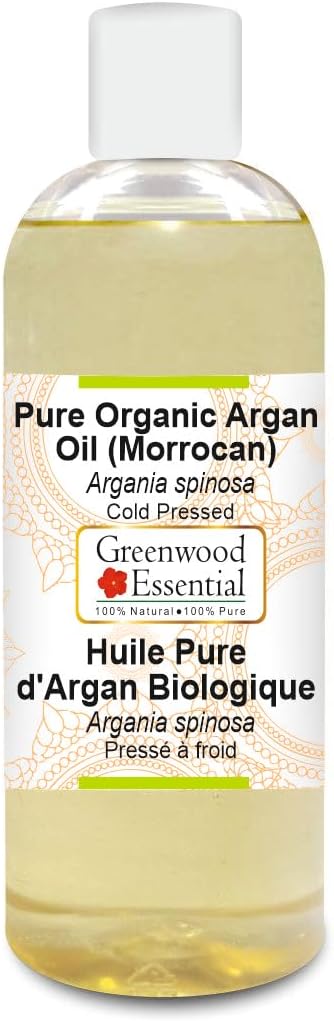 Greenwood Essential Pure Organic Argan (Moroccan) Oil (Argania spinosa) Cold Pressed 200ml (6.76 oz)