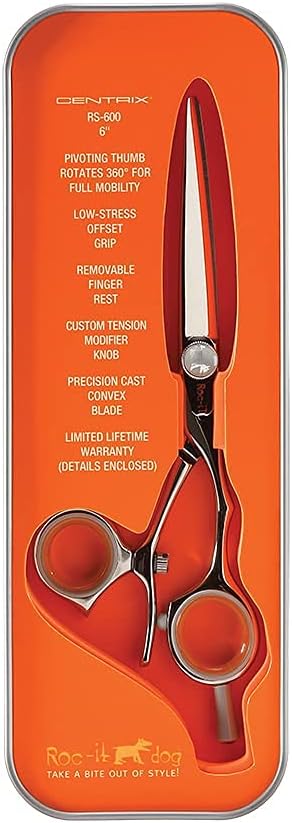 Cricket Centrix Roc-It Dog 360 Hair Scissors Professional Hair Cutting Scissors – 360° Pivoting Thumb, Shears with Smooth Control and Consistent Tension – 600 6 Inch Stainless Steel Shear for Stylists