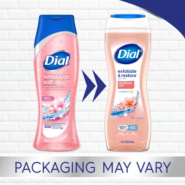 Dial Body Wash, Exfoliate & Restore Himalayan Salt, 16 fl oz, Pack of 11