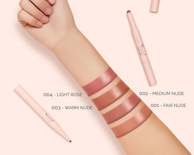 Pupa Milano Vamp! Creamy Duo, 002 Medium Nude, 1 Pc - 2 in 1 Lipstick and Lip Pencil - Long Lasting - Lightweight - No-Transfer - Smooth Texture - Highly Pigmented