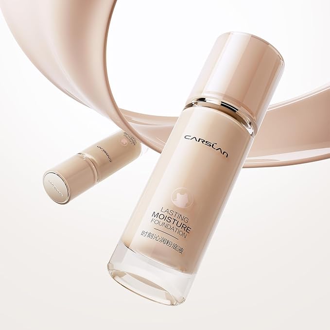 CARSLAN Lasting Moisture Foundation, 24H Longlasting Medium Coverage Dewy Finish Face Makeup, Poreless, Lightweight, Hydrating Liquid Foundation For Dry Skin, W01