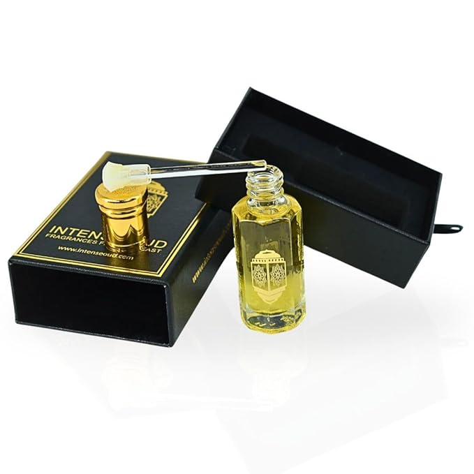 INTENSE OUD Platinum Sand Long Lasting Arabian Perfume Oils for Women 12ML (0.40 OZ) Fragrance Oil with Sweet Peach, Warm Amber & Creamy Vanilla - Concentrated Perfume Oil in Black Gift Box