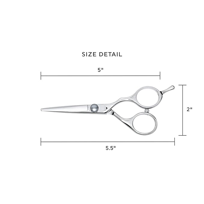 Cricket S2 Elite Series Shears 500 Professional Hair Cutting Scissors - 5-Inch Barber & Stylist Hair Scissors with Convex Edge Blades, Durable Swedish Steel, Leaf Spring Tension, Hand-Polished Finish