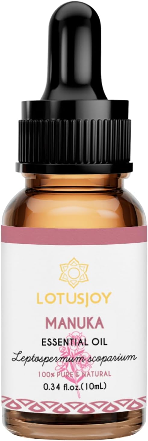 100% Pure Manuka Essential Oil 0.34 Fl Oz, Therapeutic Grade Manuka Oil in Amber Glass Bottle with Dropper for Diffuser Massage Skin Care