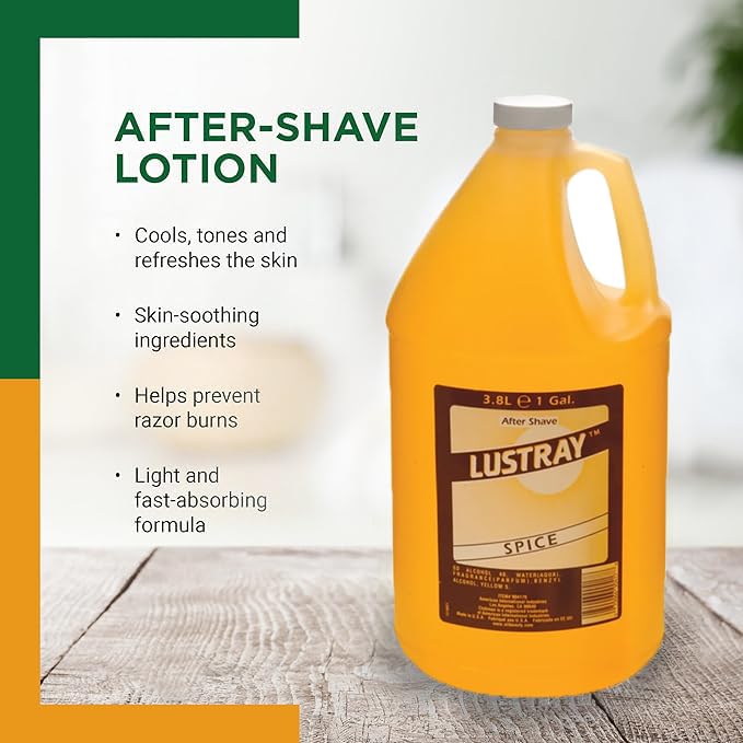 Clubman Lustray Spice After Shave - Classic Refreshing Scent Aftershave for Men, Barbershop & Home Use Splash, 1 Gallon