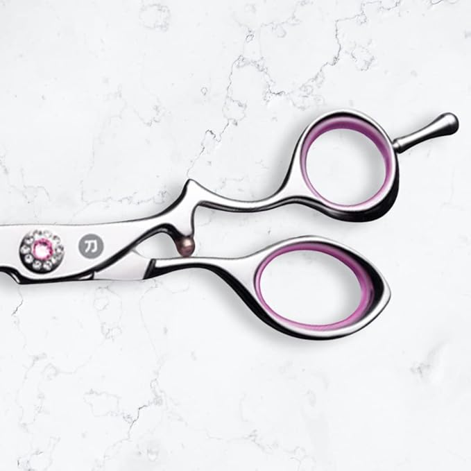 5.5" Jewel and Pink Hair Shears - Saki Tomika Professional Hair Shear - Ergonomic, Comfortable, and Stylish Design for Hairdressers and Salons