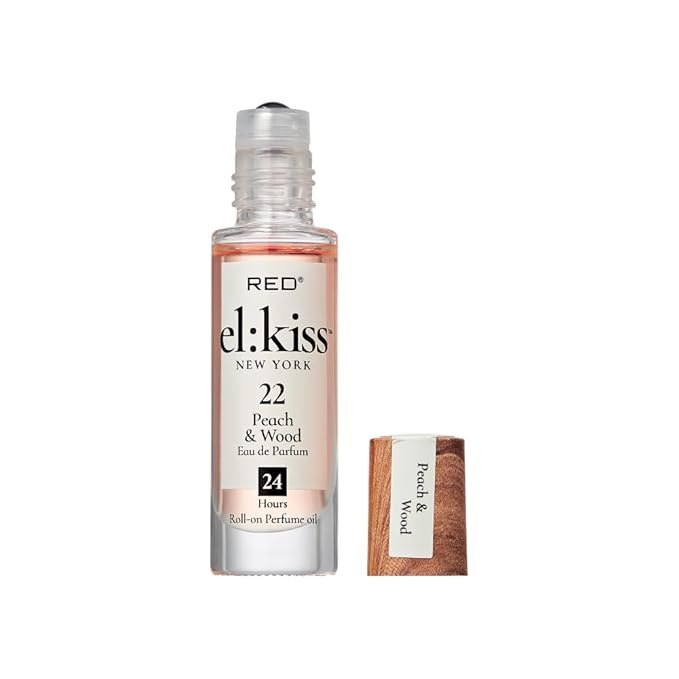EL:KISS Roll On Perfume, Peach & Wood Inspired by Tom F Bitter Peach Eau de Parfum 12mL (.40 Fl Oz), Hydrating & Long-Lasting, Alcohol-Free & Mineral Oil-Free, Infused With Jojoba, Argan & Coconut Oil