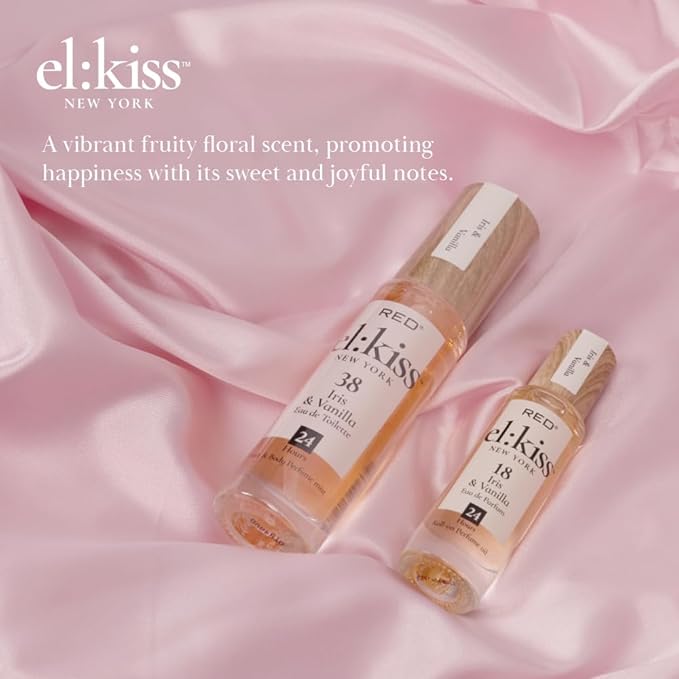 EL:KISS Roll On Perfume, Iris & Vanilla Inspired by La V. E. Belle, Eau de Parfum 12mL (.40 Fl Oz), Hydrating & Long-Lasting, Alcohol & Mineral Oil-Free, Infused With Jojoba, Argan & Coconut Oil
