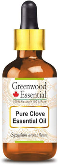 Greenwood Essential Pure Clove Essential Oil (Syzygium aromaticum) with Glass Dropper Steam Distilled 15ml (0.50 oz)