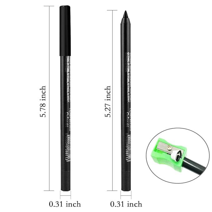 evpct 3Pcs Black & Red & White Gel Glitter Matte Metallic Eyeliner Pencils Set for Women Waterproof Smudge Proof lapiz de ojos delineador de ojos contra el agua Eye Liner Makeup 01 14 22