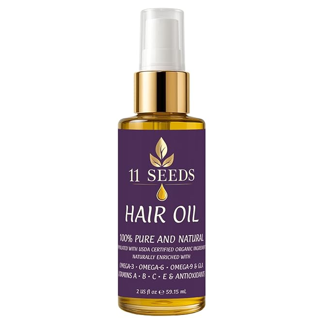 Hair Oil Naturally Enriched with Omega-3-6-9, GLA, Vitamins A, B, C, E, Lightweight Blend Supports Revitalize, Shine, Frizz Control, Color Safe, Helps Reduce Split Ends, UV & Heat - Silicone Free