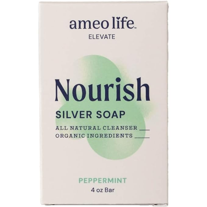 Ameo Life Peppermint Silver Soap with 30 ppm Silver - Naturally Cleanses the Skin, 4 oz Colloidal Silver Soap Bar for Women and Men