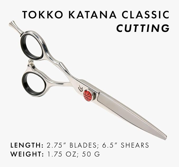 Katana Classic Left Handed Professional 6.5" Lefty Hair Shear Set by Tokko Shears, 440C Japanese Steel Left Hand Haircut Regular & Thinning Scissors for Barbers and Salon Professionals