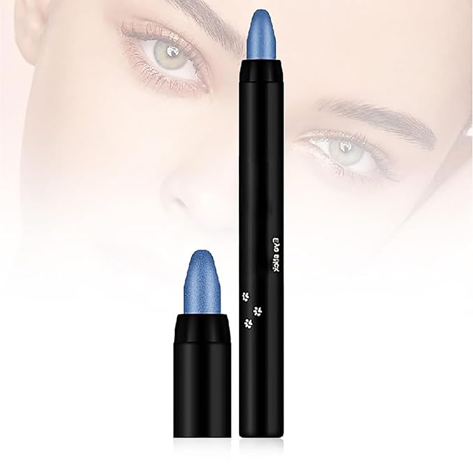 Eyeshadow Shimmer Stick, 16 Color Highlighter Eyeshadows Pencil Waterproof Glitter Eye Shadow Eyeliner Pen, Waterproof Eyeshadows Shimmer Stick Long Lasting Brightener Eyeshadow (13 Dark Blue)
