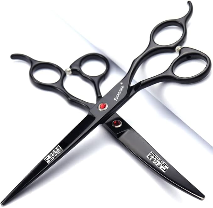 SHARONDS 6/7 Inch Professional 440C Hair Cutting Scissor Salon Hairdressing Thinning Shears Perfect for Barber and Home Use (7 in 3pc)