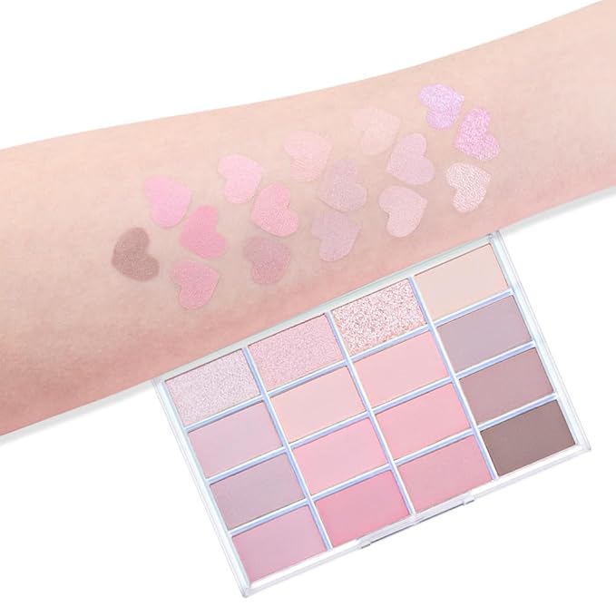 16Colors Pink Nude Brown Basics Matte Eyeshadow Palette,Muted Pink Eye Shadow Makeup Travel Makeup Palette all in one Long Lasting Waterproof,Great for Travel Gift Kit