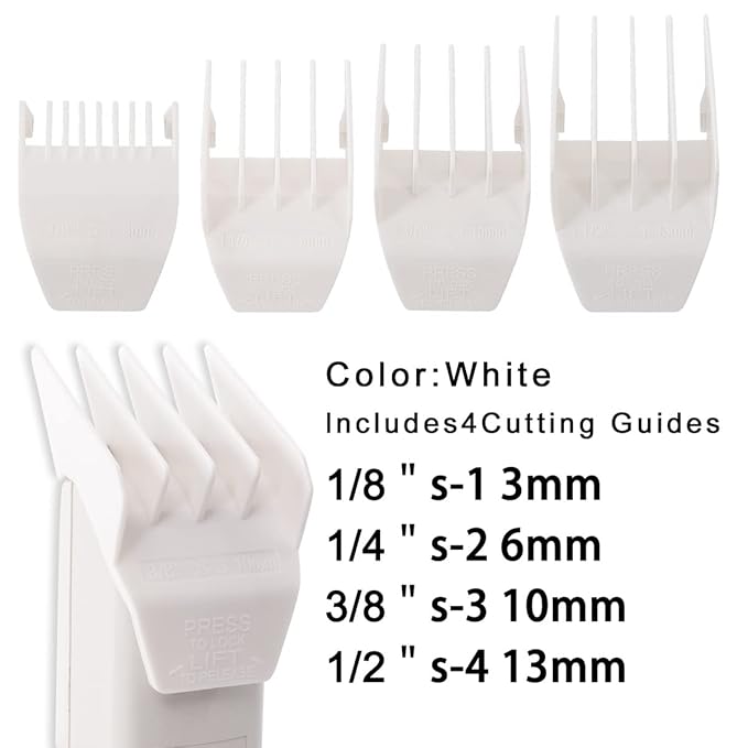 Professional Peanut Clipper Guards for Wahl Peanut – From 1/8 Inch to 1/2 Inch, Fits for Wahl Peanut, White-4PCS
