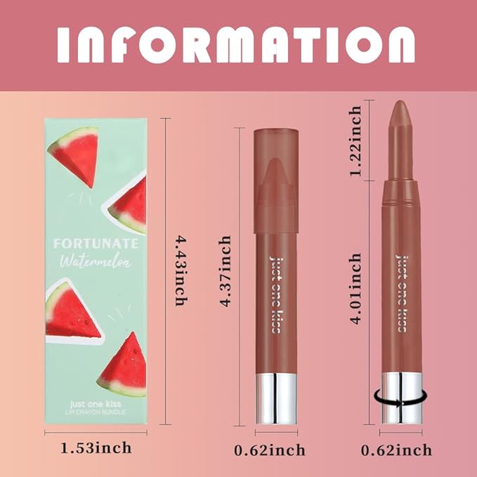 2Pcs Coral & Rose Red Hydrating Cream Lipsticks Lip Crayon for Women, Moisturing Lipstick Longwear Lip Liner Crayon Set for Ombre Shades, Matte Creamy Lips Stick Natural Nourishing Lips Balm Set, E