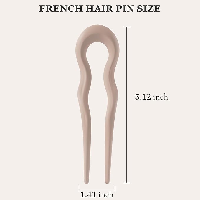 Sunolga 8PCS French Hair Pins for Thick Hair, Fashion French Pins Hair Styling, Matte French Hairpin for Women Fine Hair Accessories, French Twist Pin Wavy U Shaped Holiday Gifts