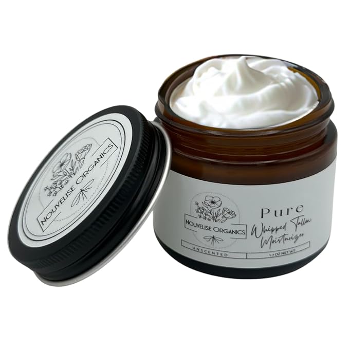 Pure - Whipped Tallow Moisturizer - Unscented - 100% Grass-Fed Tallow & Organic Jojoba, Chemical-Free, Non-Comedogenic, For Dry, Sensitive & Eczema-Prone Skin - Children & Pets - 1.7oz