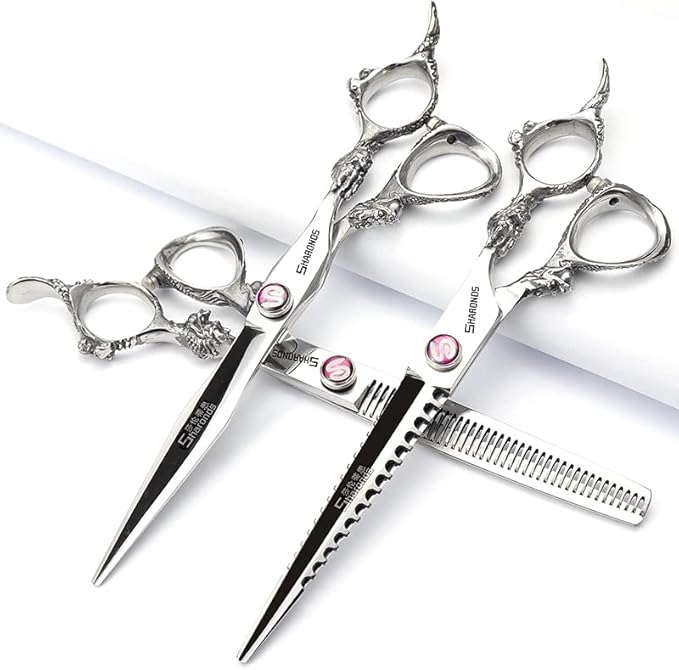 6/7/8/9-inch professional hair clipper set, stainless steel sharp hair clippers, hairdresser specific scissor(7 inches, 4 pieces)