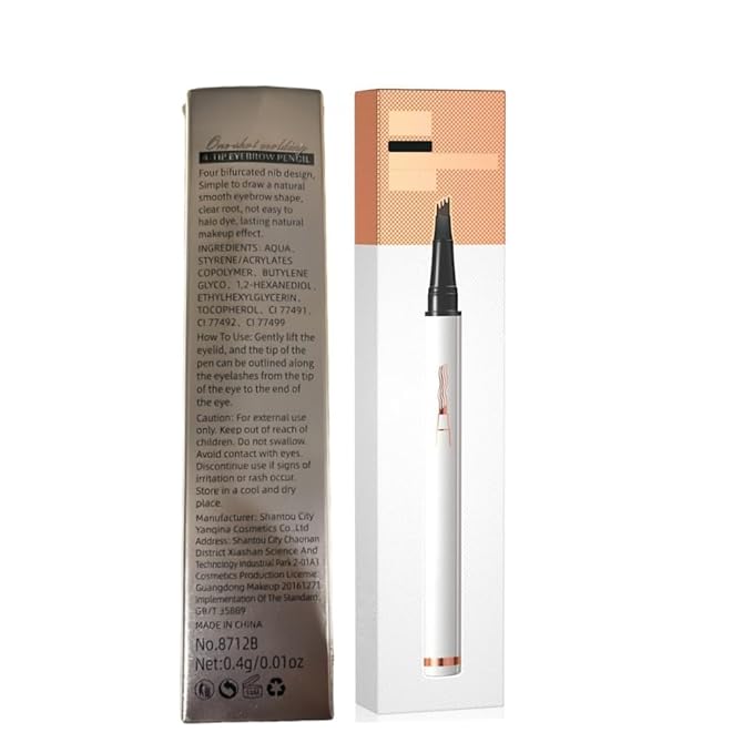 Magic Eyebrow Pencil 4-Tip Microblading Eyebrow Pen Natural Makeup Fine Stroke, Stay on All Day (Black)