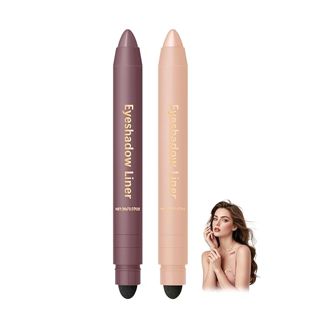 2Pcs Perfect Color Duo-Shadow Liner 2-in-1 Eyeliner & Eyeshadow, Effortless Smoky or Natural Eye Makeup, Waterproof & Smudge-Proof Shadow Liner Duo (A)