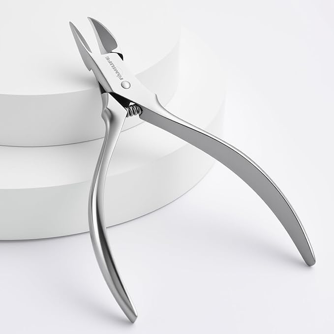 FAMILIFE Cuticle Nippers Scissors – Professional Stainless Steel Cuticle Trimmer for Thick Nails, Ingrown Toenails & Seniors, Sharp Durable Blades with Ergonomic Handle for Salon & Home Use