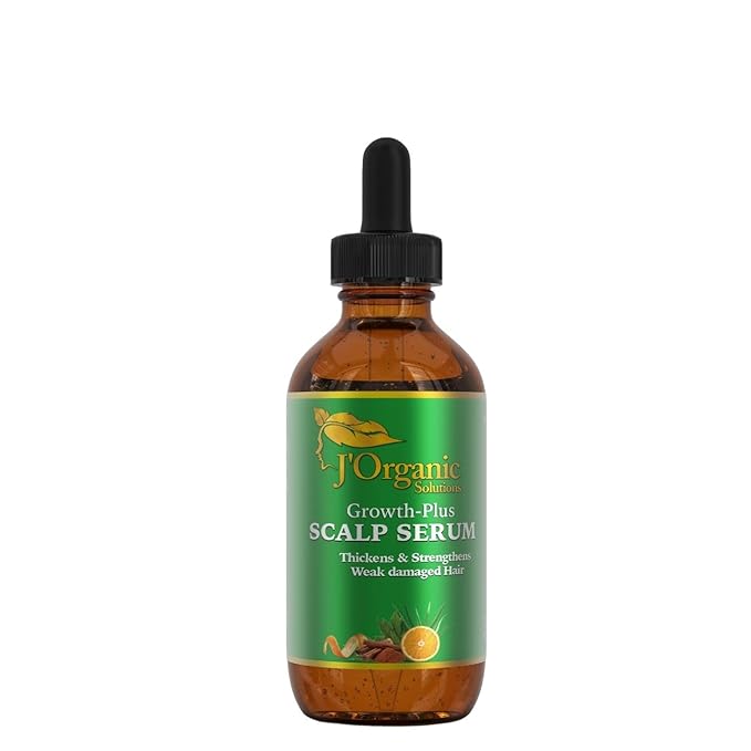 J'Organic Solutions Growth-Plus Scalp Nourishing Oil – Natural Hair Serum for Thicker Edges & Healthy Scalp (2 oz)