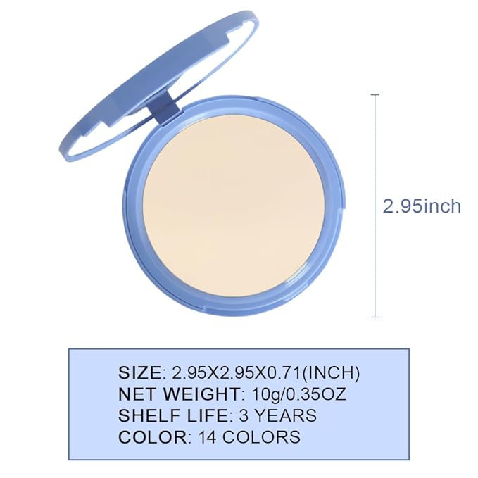 Oil Control Matte Perfection Face Powder Compact For Women, Matte Smooth Flawless Setting Powder Makeup, Polvo Compacto De Maquillaje, Waterproof Long Lasting, 0.35Oz,(Nude Translucent, 1)
