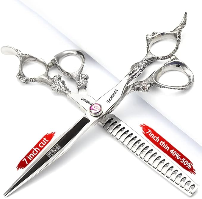 5.5/6 /7 Inch Purple Dragon Knight Professional Japanese Hair Scissors Barber Scissors Set (7 inch 4pc)
